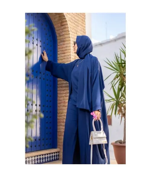 Ensemble abaya élégant et pudique - Bleu Accueil - Maroc 2