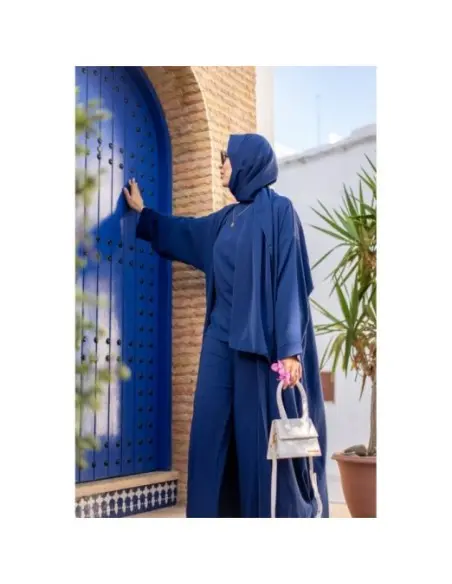 Ensemble abaya élégant et pudique - Bleu Accueil - Maroc