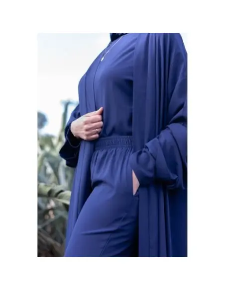 Ensemble abaya élégant et pudique - Bleu Accueil - Maroc