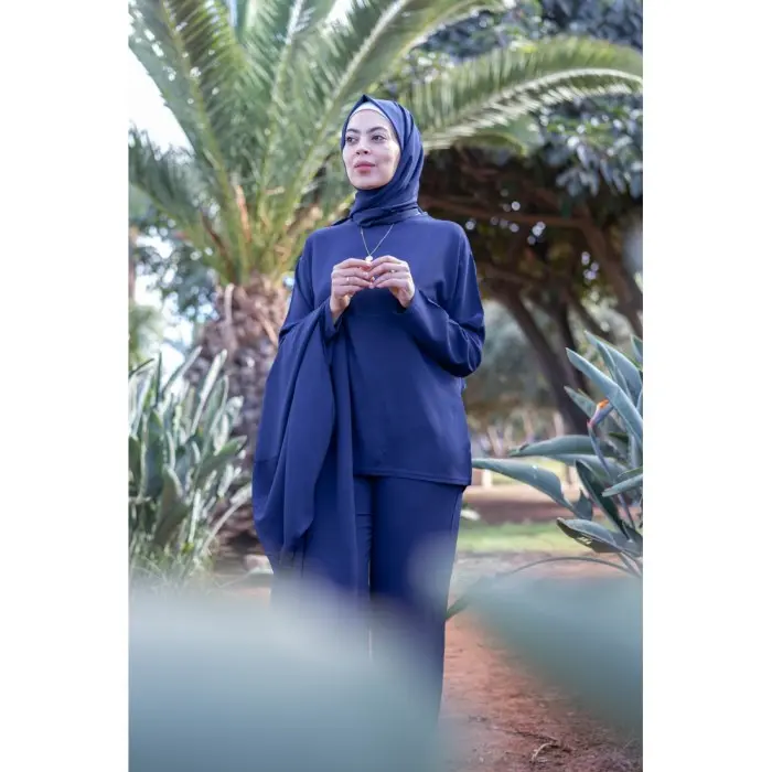 Ensemble abaya élégant et pudique - Bleu Accueil - Maroc