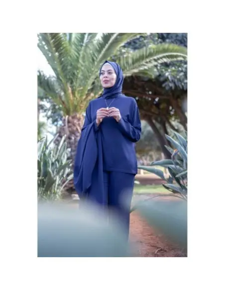 Elegant and modest abaya set — Blue — photo 9