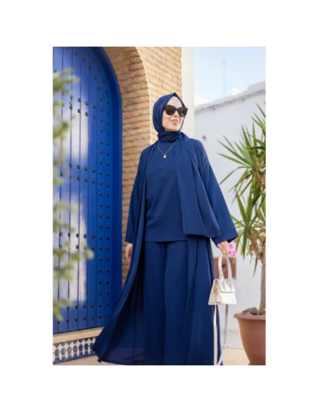Ensemble abaya élégant et pudique - Bleu Accueil - Maroc