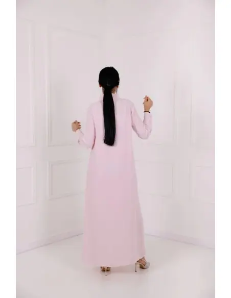 Aura long elegant premium crepe dress with asymmetric neckline - Pink — photo 5