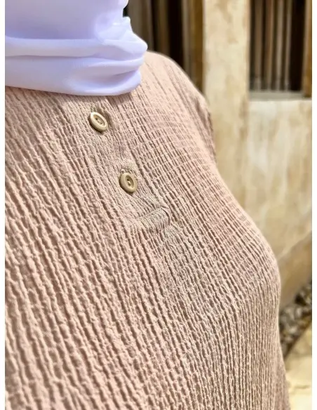 Women's summer 2-piece set Tunic Long & Wide Trousers - beige — photo 3