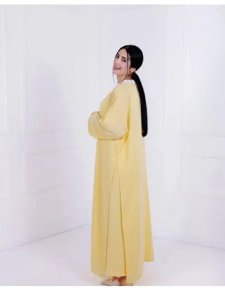 Women's Summer 2-piece set – long tunic & wide trousers yellow — photo 3