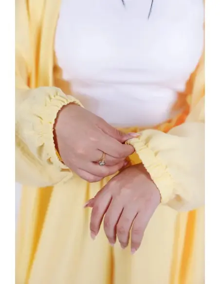 Women's Summer 2-piece set – long tunic & wide trousers yellow — photo 4