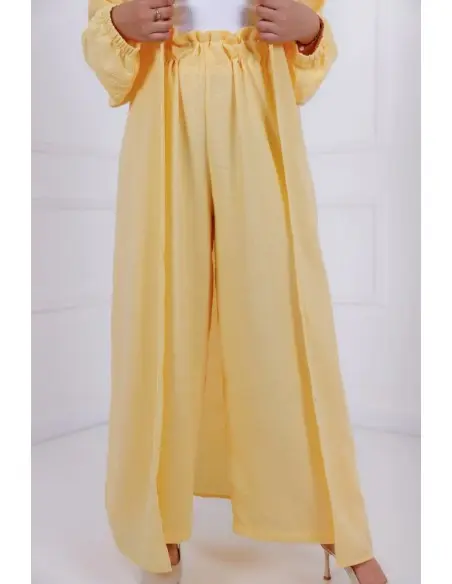 Women's Summer 2-piece set – long tunic & wide trousers yellow — photo 5