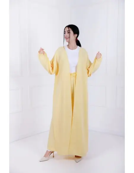 Women's Summer 2-piece set – long tunic & wide trousers yellow — photo 7