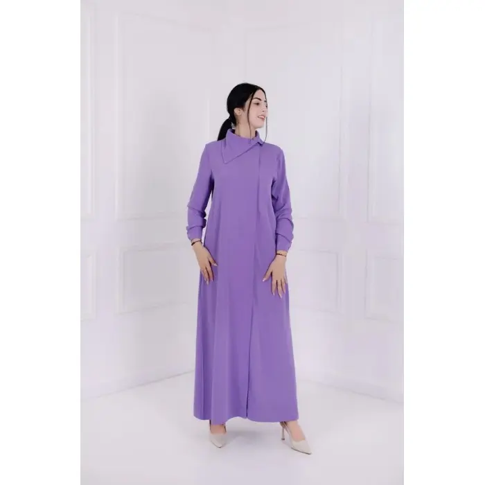 Robe Aura, Robe Longue Élégante en Crêpe Premium avec Col