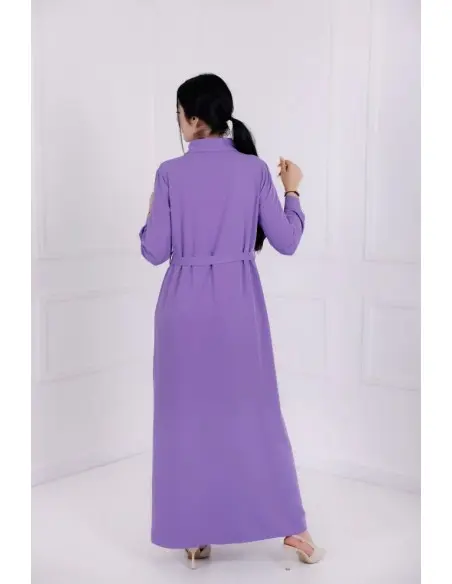 Aura dress, elegant long premium crepe dress with asymmetric neckline - violet — photo 5