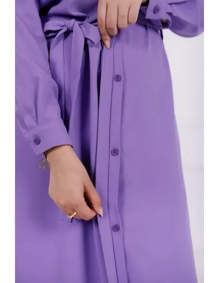 Aura dress, elegant long premium crepe dress with asymmetric neckline - violet — photo 6