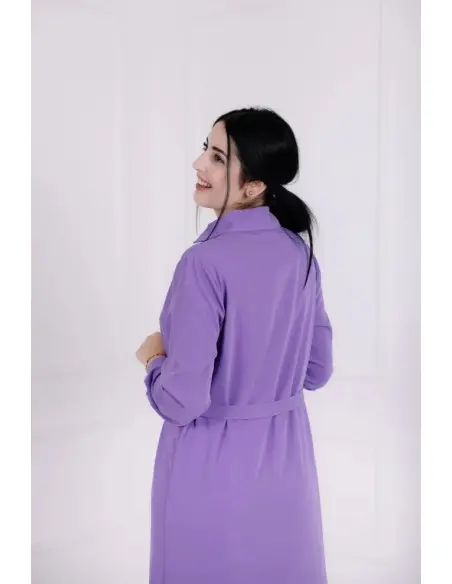 Aura dress, elegant long premium crepe dress with asymmetric neckline - violet — photo 7