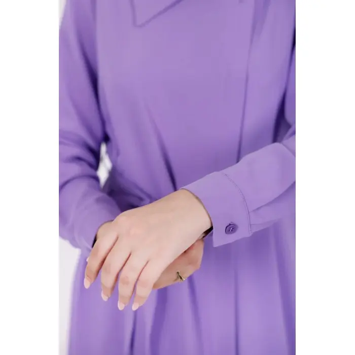 Robe Aura, Robe Longue Élégante en Crêpe Premium avec Col