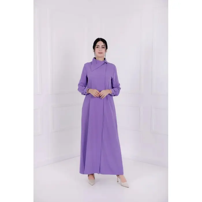 Robe Aura, Robe Longue Élégante en Crêpe Premium avec Col