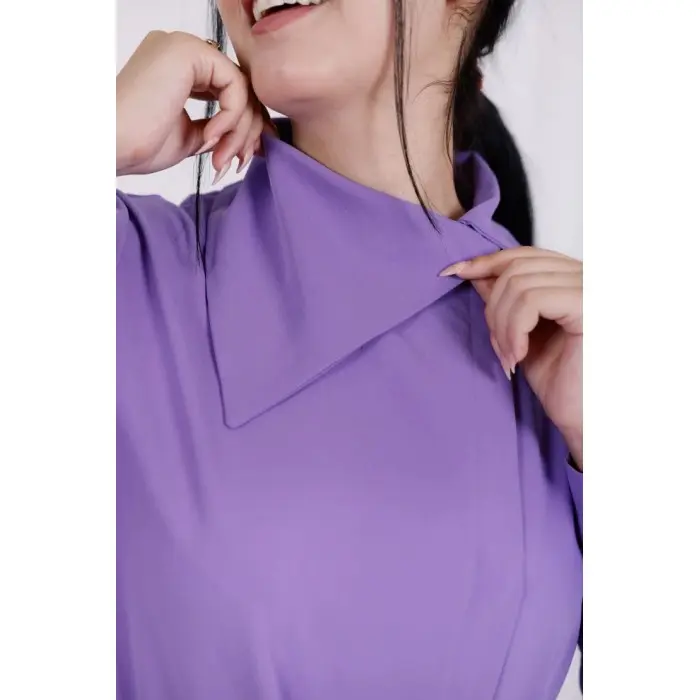 Robe Aura, Robe Longue Élégante en Crêpe Premium avec Col