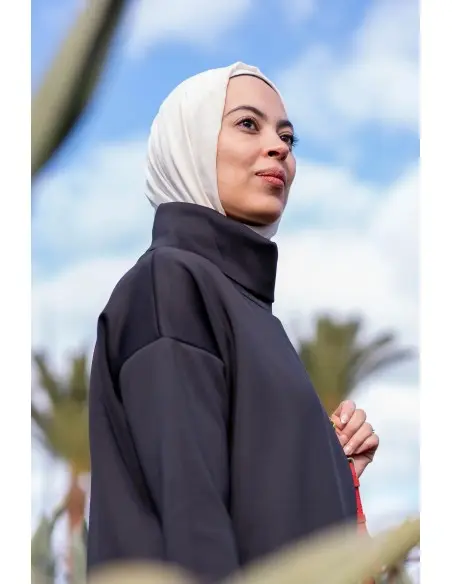 Pretty dress, long elegant modest dress with trousers for women - dark grey