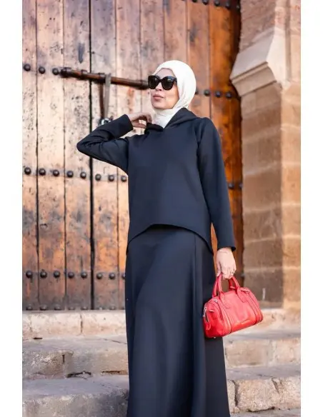 Women's hood set, elegant modest 2-piece outfit - Grey — photo 6