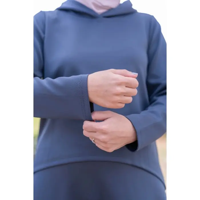 Ensemble Femme Chaperon, Tenue Pudique 2 Pièces Élégante - Bleu