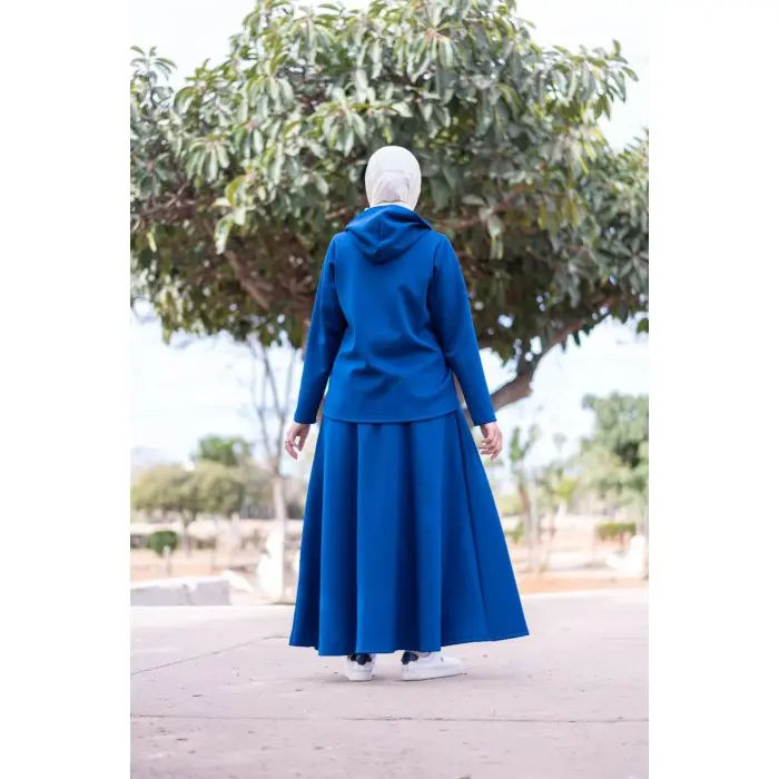 Ensemble Femme Chaperon, Tenue Pudique 2 Pièces Élégante - Bleu