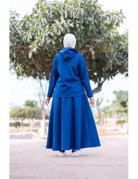 Women's hooded set, elegant modest 2-piece outfit - navy blue — photo 3
