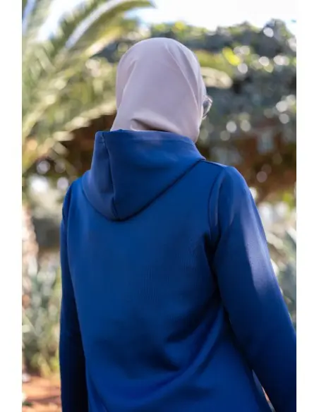 Women's hooded set, elegant modest 2-piece outfit - navy blue — photo 4