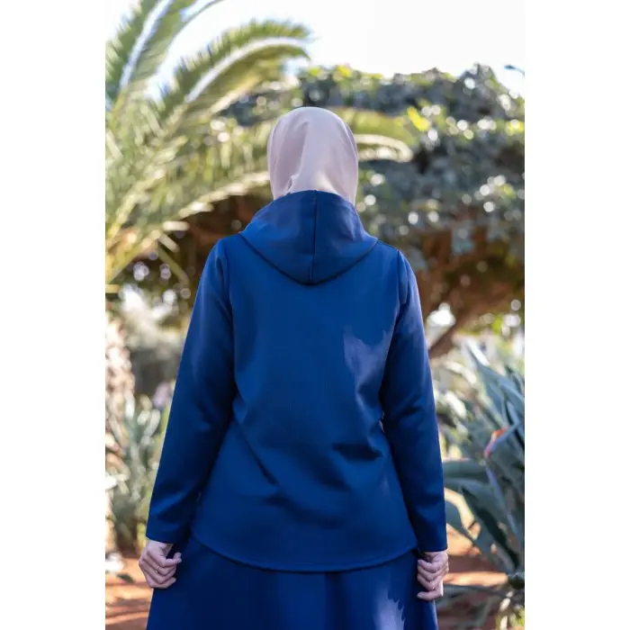 Ensemble Femme Chaperon, Tenue Pudique 2 Pièces Élégante - Bleu