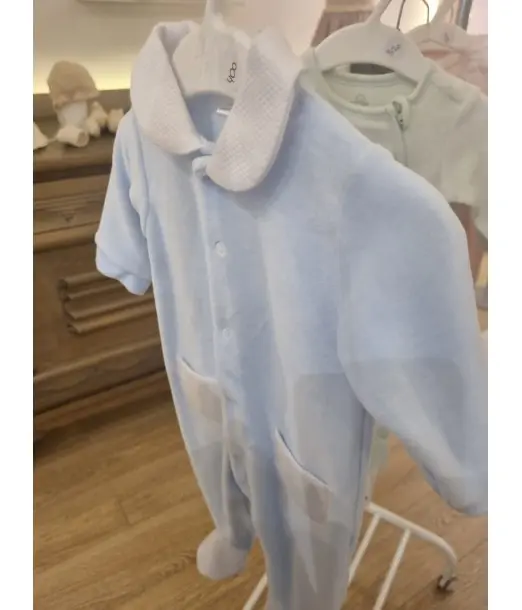 Grenouilère en velours Taille naissance - Bleu
