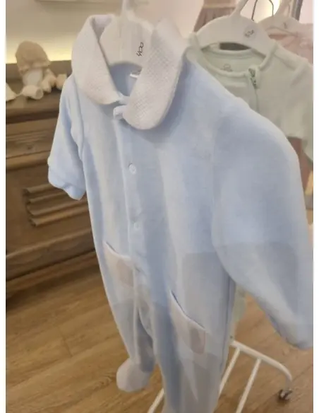 Grenouilère en velours Taille naissance - Bleu Grenouillère - 