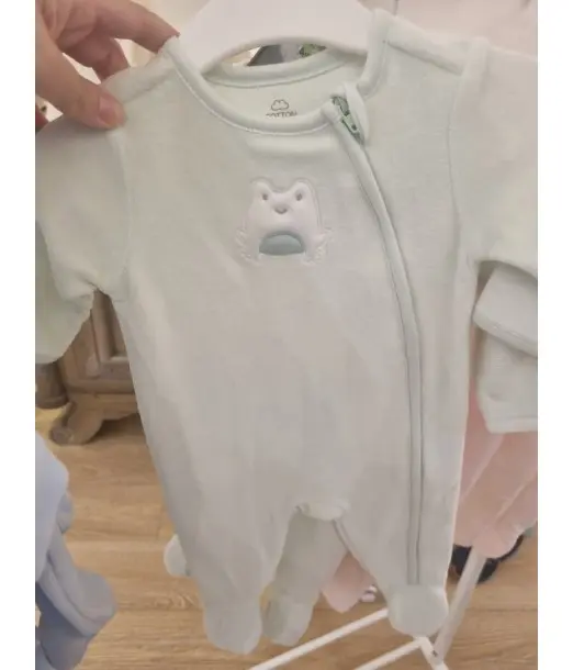 Grenouillère Bébé en Velours Doux Taille Naissance – Grenouille Vert