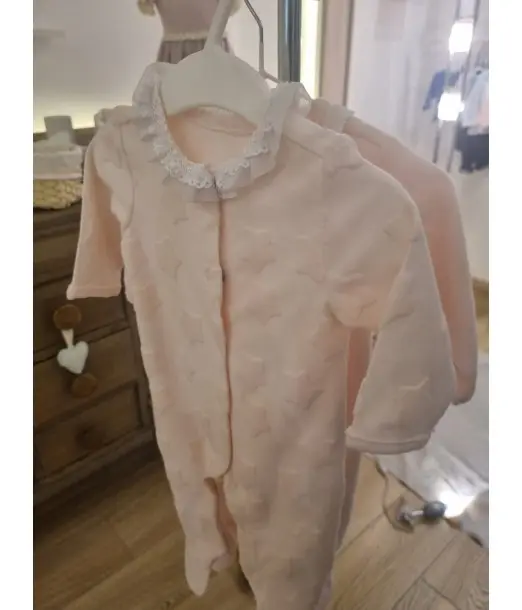 Grenouillère Bébé en Velours Doux Taille Naissance – Étoile Rose au Maroc - Baby And Mom