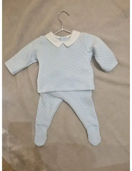 Tenue bébé chic et confortable 1-3 mois Bleu ciel Grenouillère 