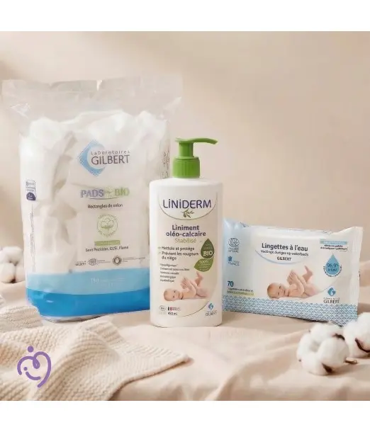 Pack Promo Gilbert Coton pads + Liniment + Lingettes à l'eau