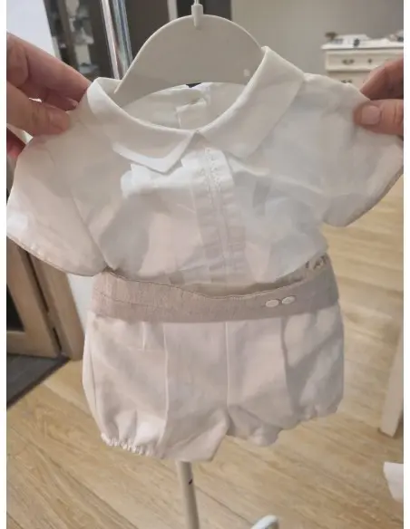 Ensemble bébé chemise et short en lin – Idéal pour baptême et
