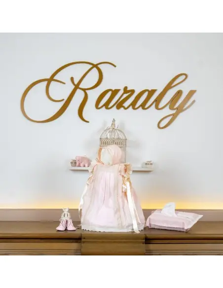 Robe de baptême bébé rose avec bonnet – Voile de coton et galon