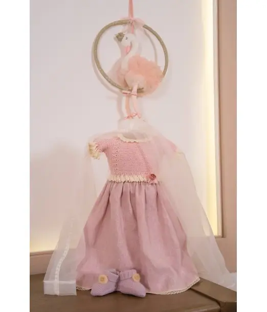 Robe de baptême bébé en maille et tissu piqué avec bloomer