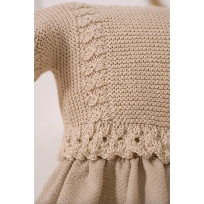 Robe de baptême bébé en maille et tissu piqué avec bloomer