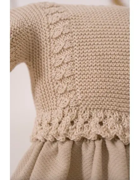 Robe de baptême bébé en maille et tissu piqué avec bloomer
