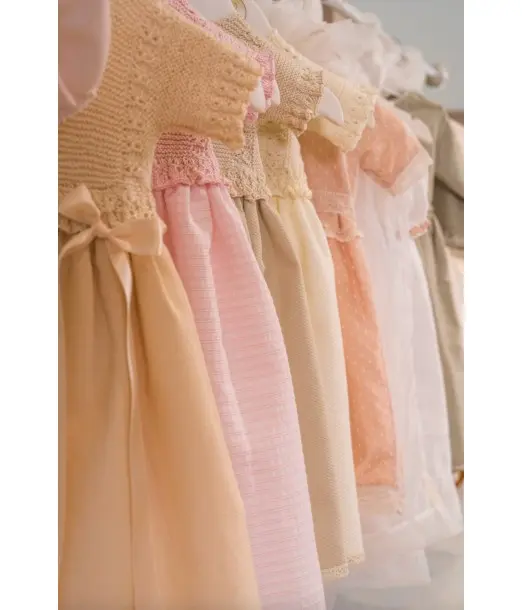 Robe de baptême bébé en maille et tissu piqué avec bloomer 2