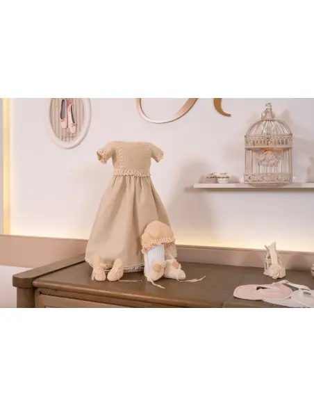 Robe de baptême bébé en maille et tissu piqué avec bloomer