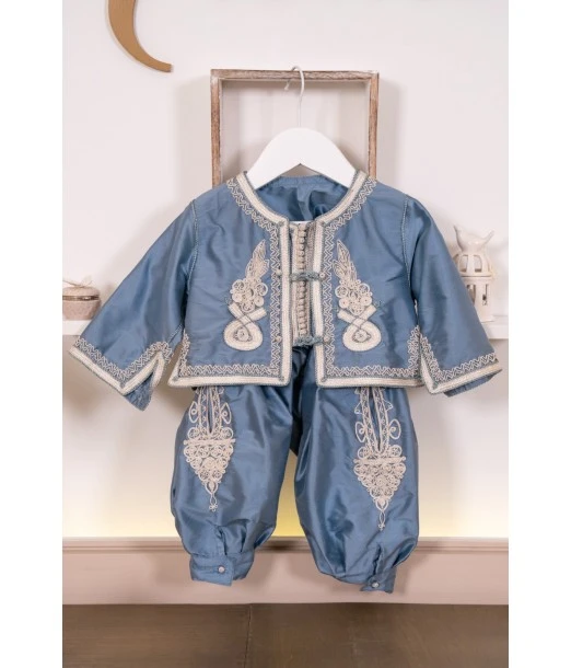 Jabador in shantung silk — handmade by Maalem, 3 pieces