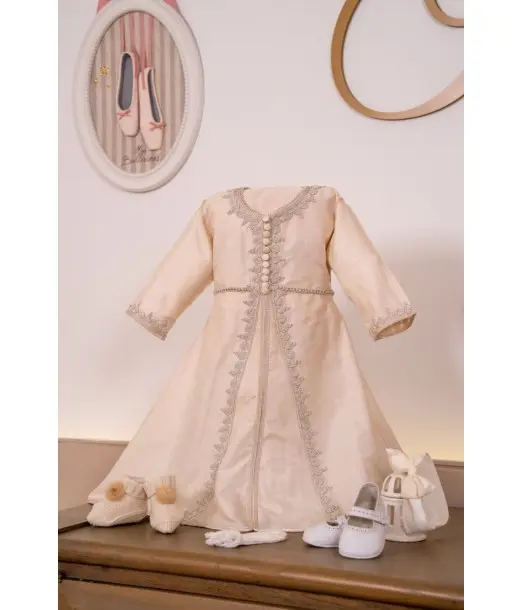 Robe caftan bébé en taffetas de soie – Fait main par Maalem (0