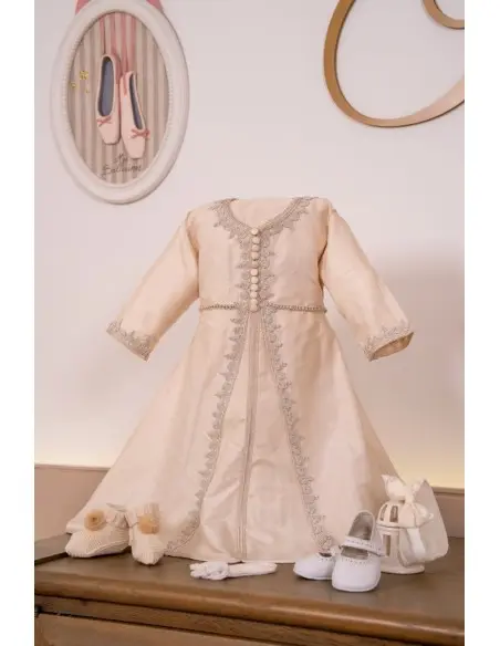 Robe caftan bébé en taffetas de soie – Fait main par Maalem (0