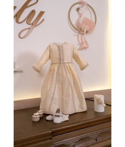 Robe caftan bébé en taffetas de soie – Fait main par Maalem (0 2