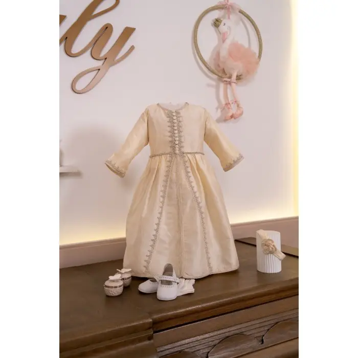 Robe caftan bébé en taffetas de soie – Fait main par Maalem (0