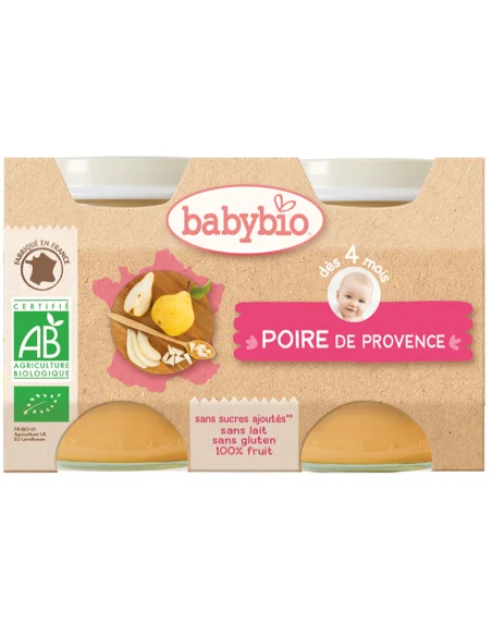 Babybio pear baby food pots 2×130 g (from 4 months)