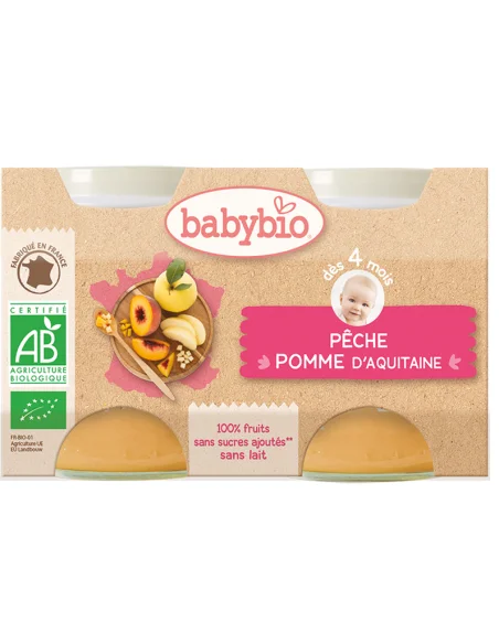 Babybio Petit Pot Pêche Pomme (Dès 4mois) Céréales & Compotes 
