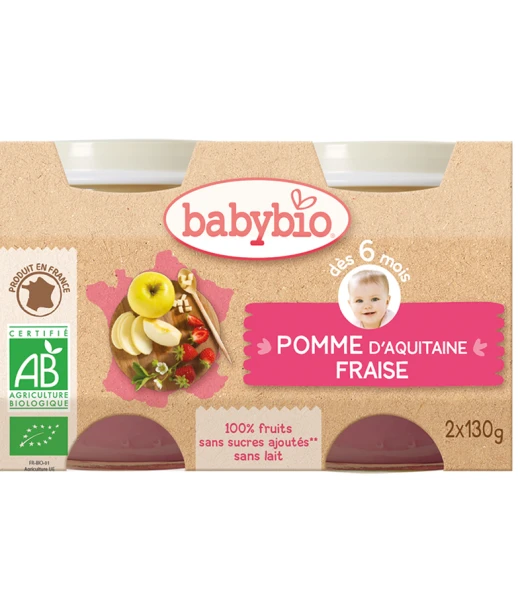 Babybio apple strawberry jar (From 6 months)