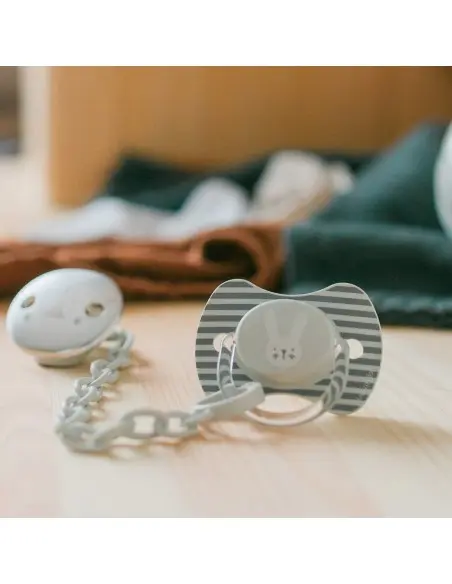 Suavinex Premium pacifier with symmetrical silicone nipple from 6 to 18 months - Grey Rabbit — photo 2