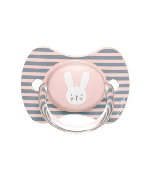 Suavinex Premium pacifier with symmetrical silicone nipple, from 6 to 18 months - Pink Rabbit
