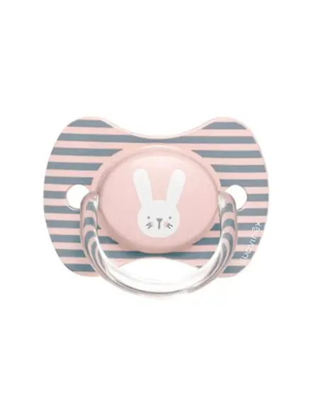 Suavinex Premium pacifier with symmetrical silicone nipple, from 6 to 18 months - Pink Rabbit